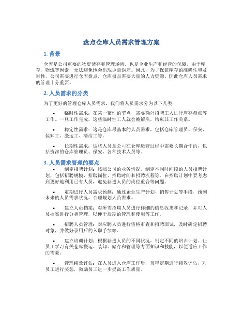 盘点仓库人员需求管理方案