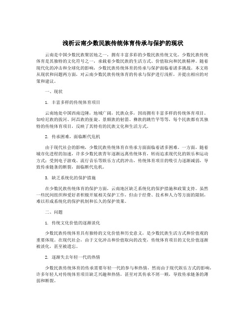 浅析云南少数民族传统体育传承与保护的现状