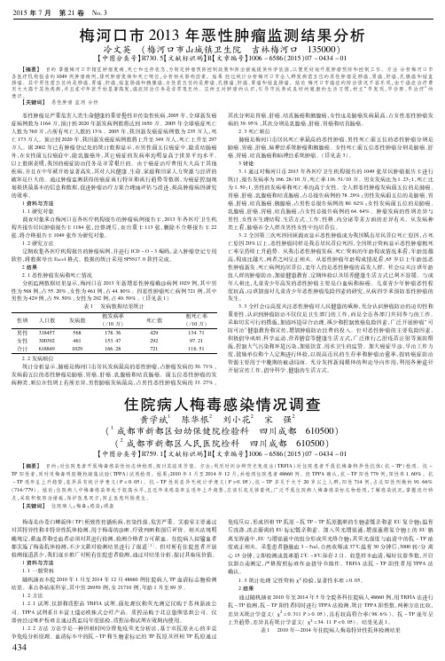 住院病人梅毒感染情况调查