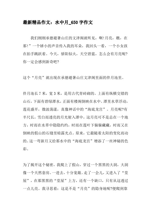 最新精品作文:水中月_650字作文-最新作文