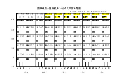 固原市市区廉租房2#楼住宅楼单元平面分配图