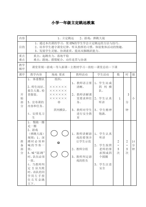 小学一年级立定跳远教案