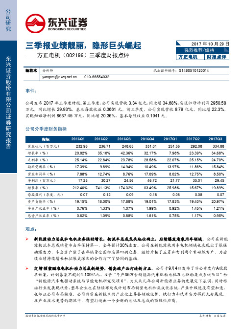 方正电机：隐形巨头崛起 强烈推荐评级