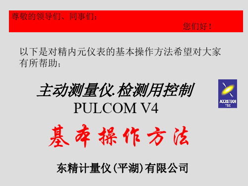 东精精密仪表PULCOMv4基本操作方法