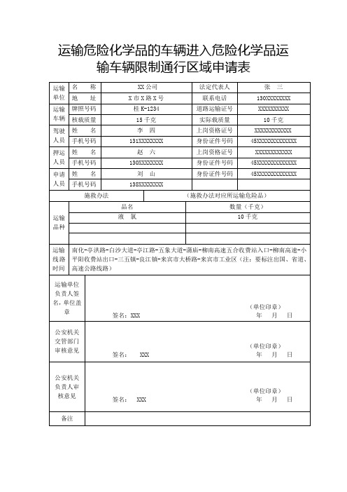 运输危险化学品的车辆进入危险化学品运输车辆限制通行区域