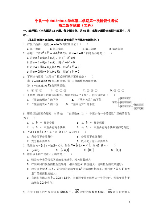 福建省宁化一中高二数学下学期第一次阶段性考试试题 