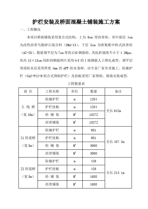 护栏安装及桥面混凝土铺装施工方案