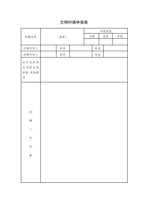 文明村镇申报表