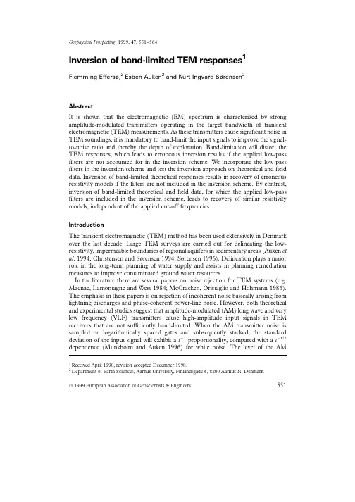 Inversion of band limited TEM responses