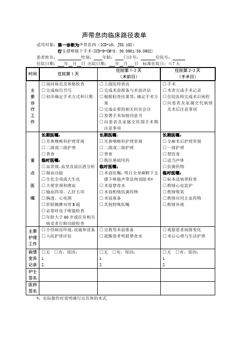 声带息肉临床路径