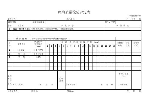 路肩质量检验评定表