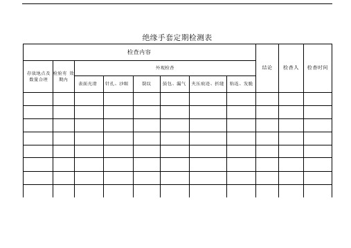 绝缘手套、绝缘鞋检查表