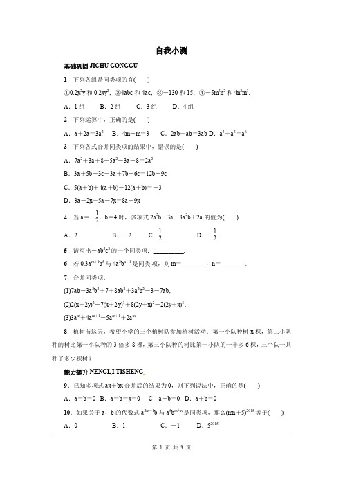 冀教版七年级上册数学第四章专题练习2 合并同类项1