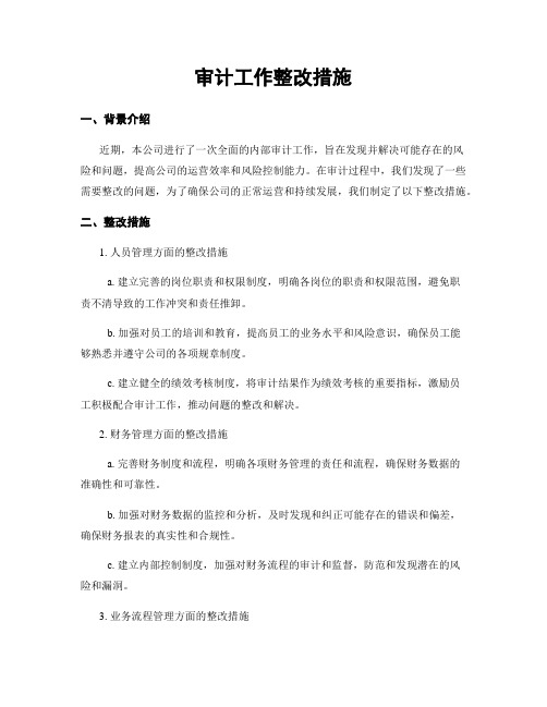 审计工作整改措施