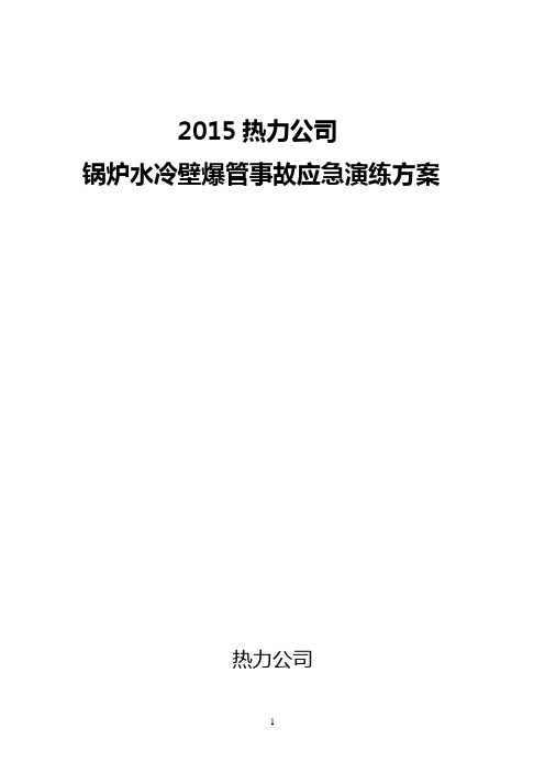 2015热力公司锅炉水冷壁爆管事故应急演练方案