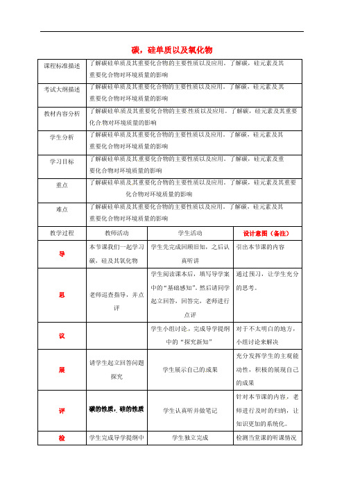 四川省成都市高中化学 专题 碳,硅单质以及氧化物教案 