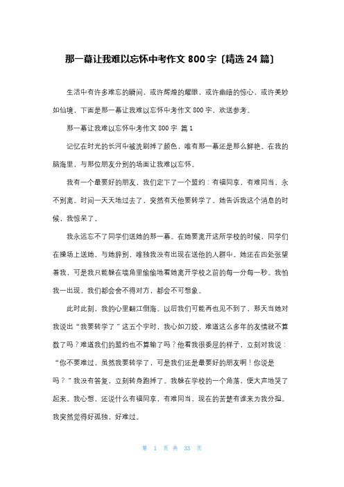 那一幕让我难以忘怀中考作文800字(精选24篇)