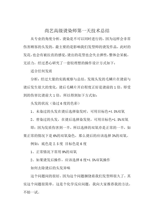 尚艺高级烫染师第一天技术总结