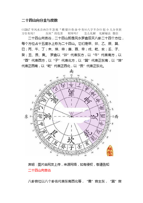 二十四山向分金与度数