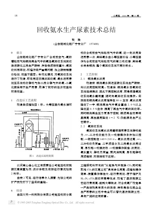 回收氨水生产尿素技术总结