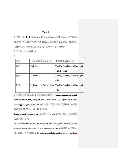 2021年Test 5 词汇与结构