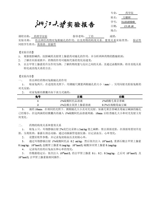 浙江大学量效关系和构效关系药理实验报告