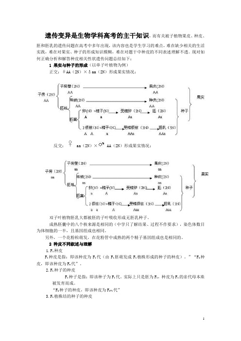 果皮、种皮、胚和胚乳的遗传问题