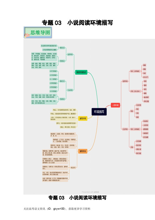 专题03  小说阅读(环境)-高考语文备考系列(复习思维导图+必备知识手册)