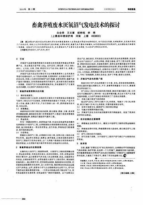 畜禽养殖废水厌氧沼气发电技术的探讨