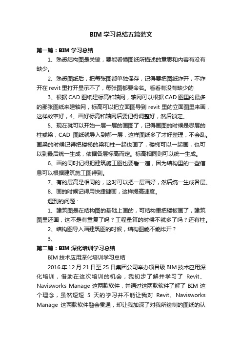 BIM学习总结五篇范文