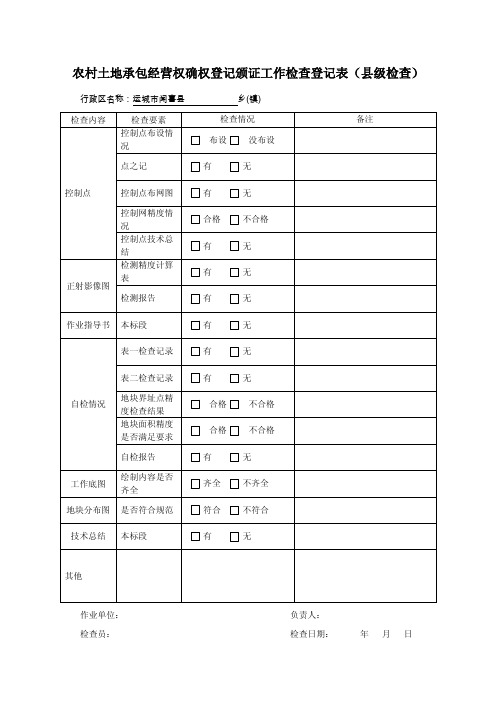 闻喜县县级土地确权质检登记表(总表)