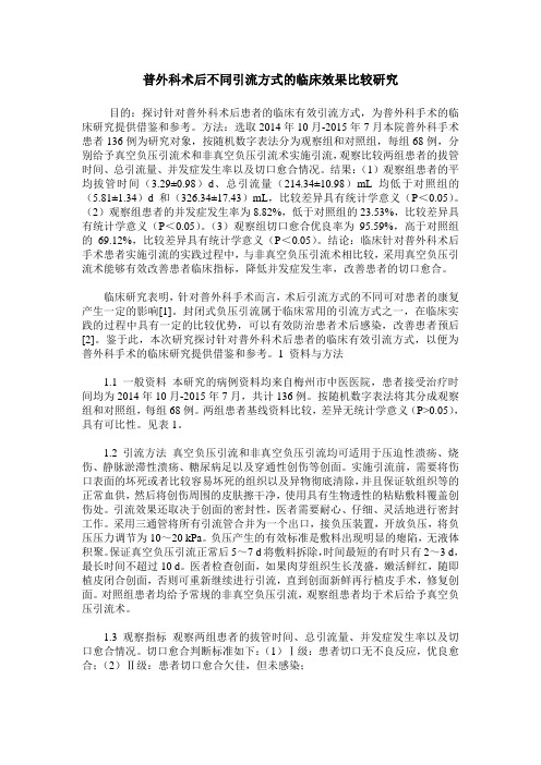 普外科术后不同引流方式的临床效果比较研究