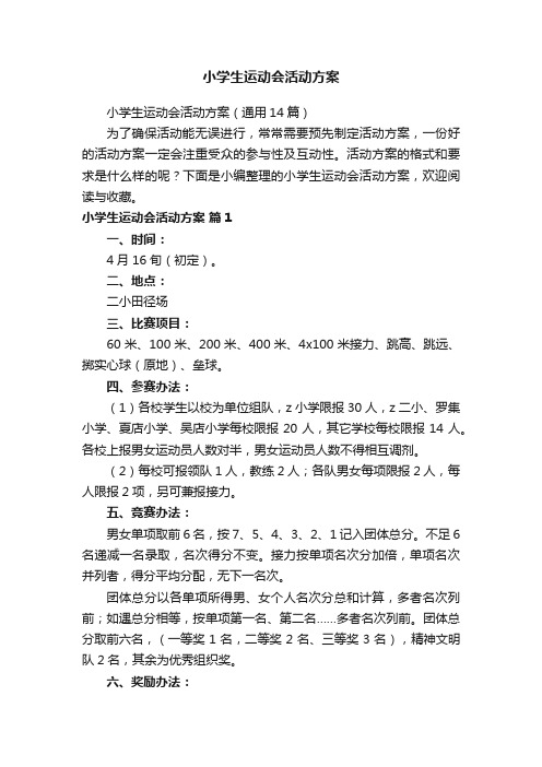 小学生运动会活动方案