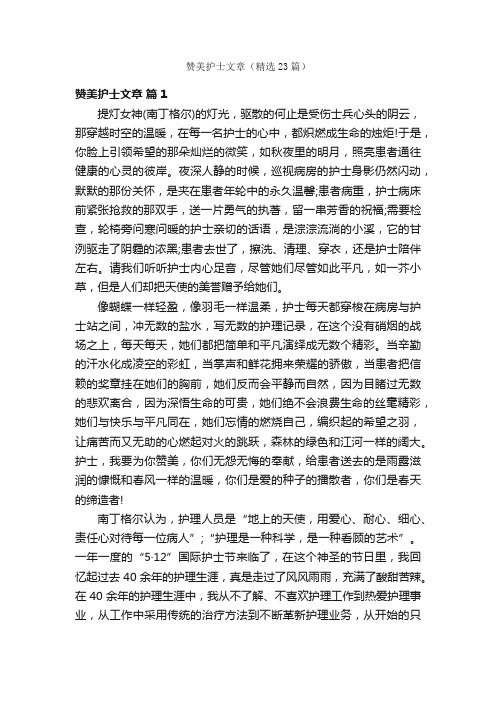 赞美护士文章（精选23篇）