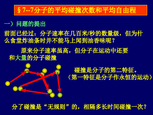 大学物理气体分子的平均碰撞频率和平均自由程课件