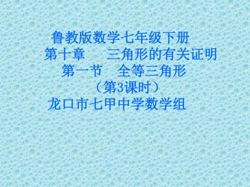 山东省鲁教新版数学七年级下册10.1 全等三角形(第三课