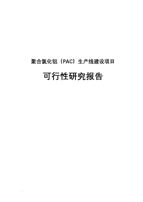 聚合氯化铝(PAC)生产线建设可行性研究报告