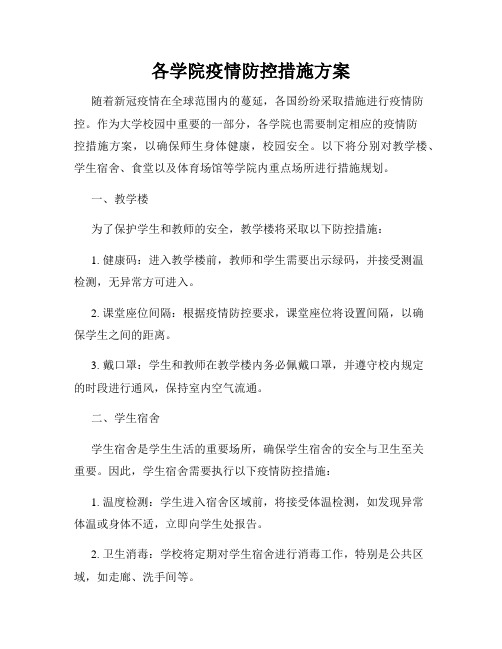 各学院疫情防控措施方案