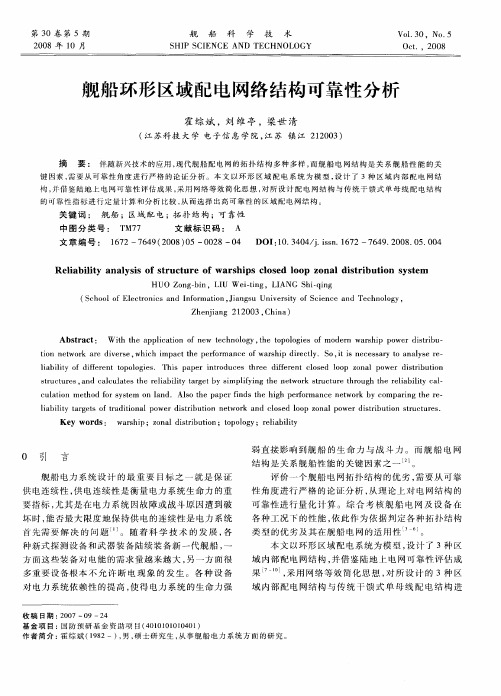 舰船环形区域配电网络结构可靠性分析