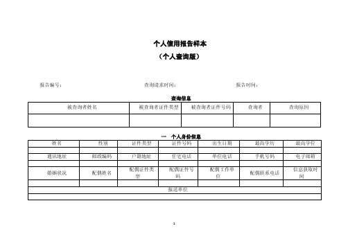 个人信用报告样本