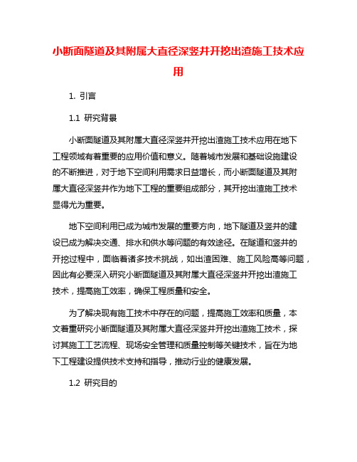 小断面隧道及其附属大直径深竖井开挖出渣施工技术应用