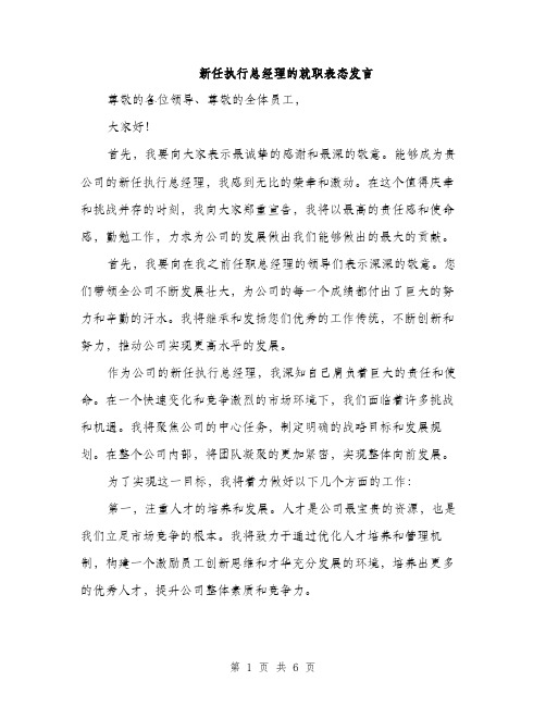 新任执行总经理的就职表态发言（3篇）