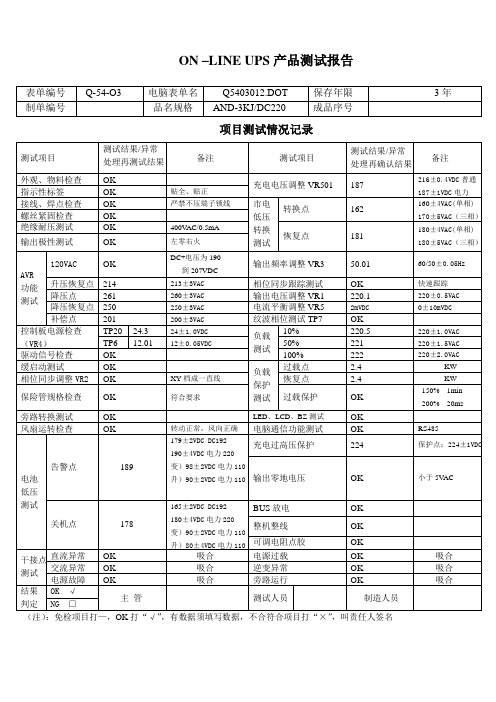 UPS检验报告