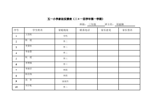 五一小学家访反馈表