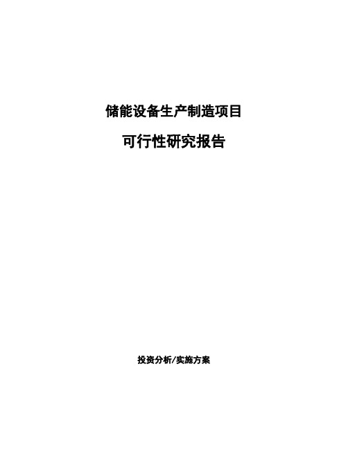 储能设备生产制造项目可行性研究报告 (1)