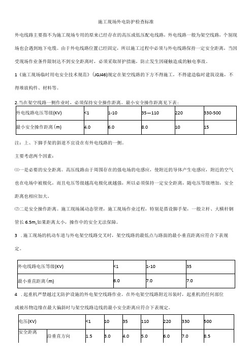 施工现场外电防护检查标准