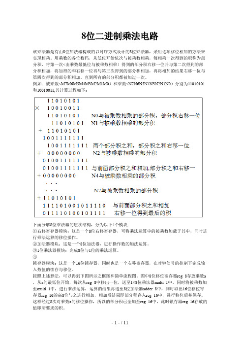 (VHDL)8位二进制乘法电路程序