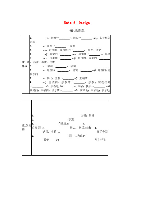 高中英语一轮复习 Part I Unit 6 Design学案 北师大版