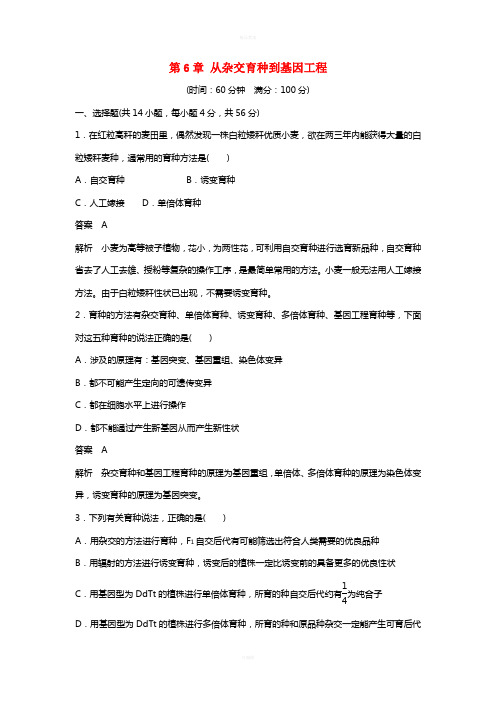 高中生物 第6章 从杂交育种到基因工程章末过关检测 新人教版必修2