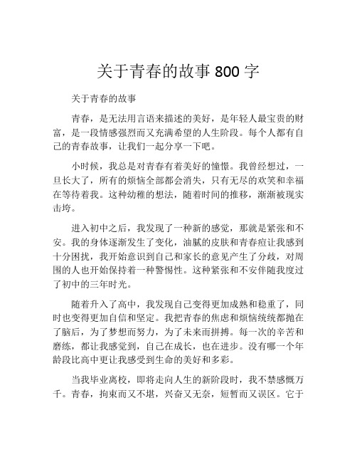 关于青春的故事800字